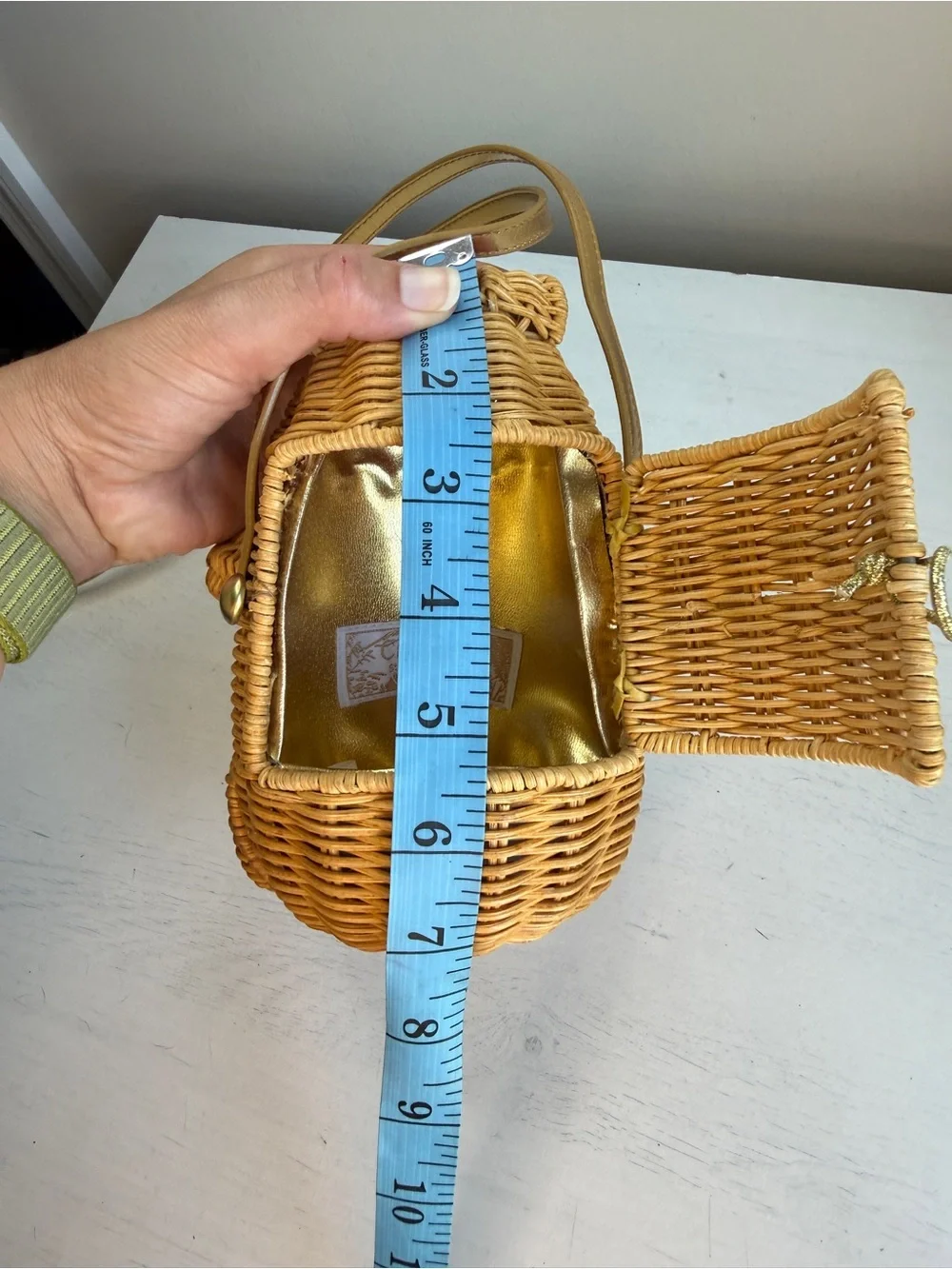 Cappelli Wicker Novelty CrossBody Frog Purse Button Eyes Animal Basket Bag